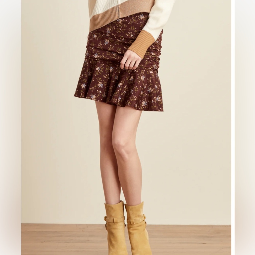 VERONICA BEARD Taras Floral Skirt Off-White Multi